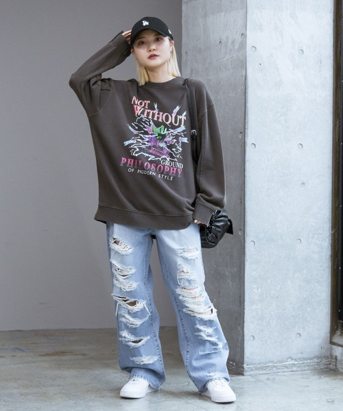 PAGEBOY(ページボーイ)の「サンダーロックBIGスウェット(スウェット・レディース・スミクロ/スカイブルー/オートミール・FREE)」の5枚目の写真