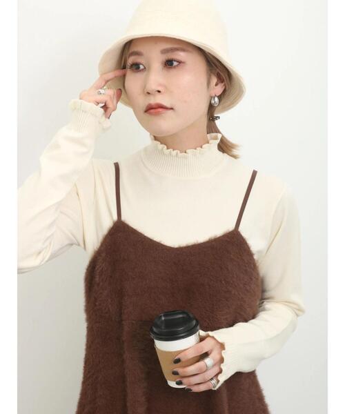 Samansa Mos2 blue（サマンサモスモスブルー）の「フリル衿ニットプル