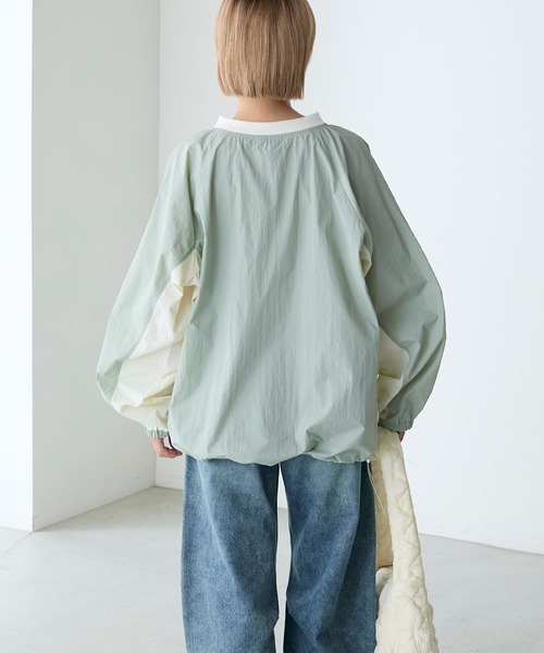 forksy.(フォルクシー)の「【forksy.】ナイロン刺繍ロゴ配色プルオーバー(ジャージ・レディース・オフホワイト/ネイビー/ミント・FREE)」の15枚目の写真