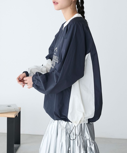 STARTER】ナイロンプルオーバー USA製 刺繍ロゴ ブルー Lサイズ