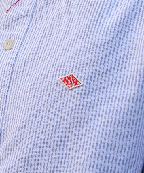 DANTON（ダントン）の「DANTON/ダントン　ラウンドカラープルオーバーシャツ　ショートスリーブ　チェック＆ストライプ　ROUND COLLAR P.O SHIRT SHORT SLEEVE　C&S（メンズ）　DT-B0284 OXP（シャツ/ブラウス・メンズ・ブラック/サックスブルー・44/40/42）」の5枚目の写真