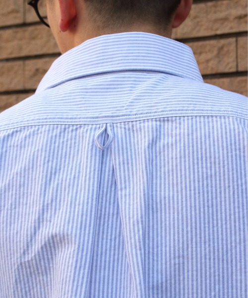 DANTON（ダントン）の「DANTON/ダントン　ラウンドカラープルオーバーシャツ　ショートスリーブ　チェック＆ストライプ　ROUND COLLAR P.O SHIRT SHORT SLEEVE　C&S（メンズ）　DT-B0284 OXP（シャツ/ブラウス・メンズ・ブラック/サックスブルー・44/40/42）」の14枚目の写真