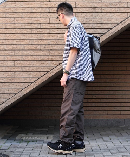 DANTON ラウンドカラーシャツ プルオーバー チェック黒グレー42長袖メンズ DANTON ラウンドカラーシャツ プルオーバー チェック黒グレー42