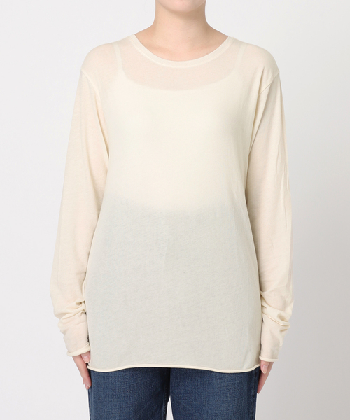 プラージュ plage トップス　tシャツ ベージュ OPEN-NECK LS Tシャツ（Tシャツ／カットソー）｜Plage