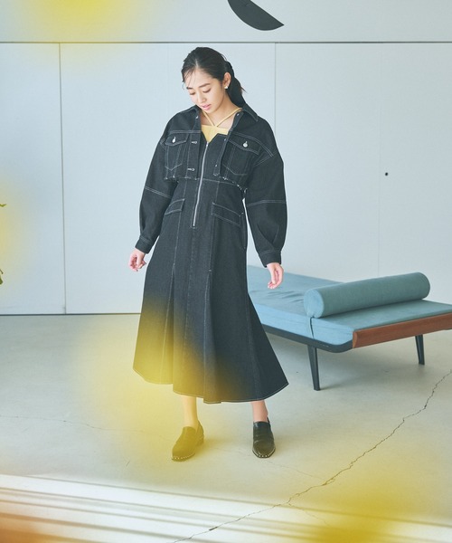 mysty woman（ミスティウーマン）の「ショートGジャン　996662（デニムジャケット・レディース・ライトブルー/ブラック/ブルー・FREE）」の6枚目の写真