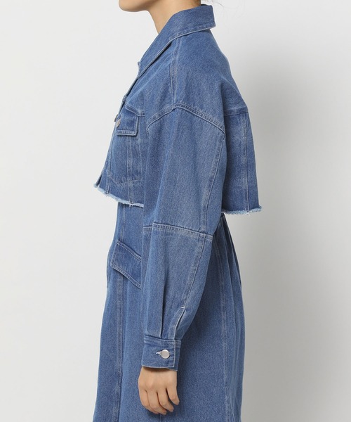 mysty woman（ミスティウーマン）の「ショートGジャン　996662（デニムジャケット・レディース・ライトブルー/ブラック/ブルー・FREE）」の9枚目の写真