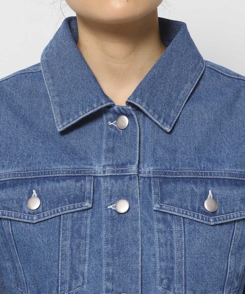 mysty woman（ミスティウーマン）の「ショートGジャン　996662（デニムジャケット・レディース・ライトブルー/ブラック/ブルー・FREE）」の12枚目の写真