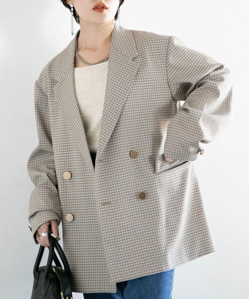 RAGEBLUE（レイジブルー）の「オーバーテーラードジャケット/紺ブレザー（テーラードジャケット・レディース・ベージュ/ネイビー・FREE）」の2枚目の写真