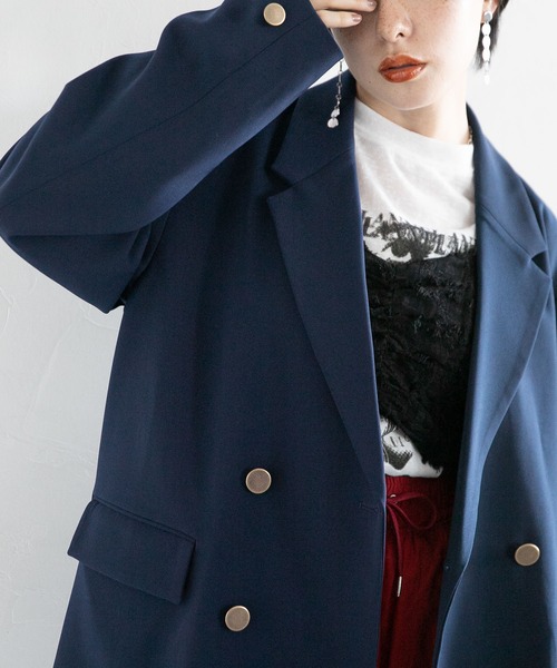 RAGEBLUE（レイジブルー）の「オーバーテーラードジャケット/紺ブレザー（テーラードジャケット・レディース・ベージュ/ネイビー・FREE）」の17枚目の写真