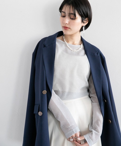 RAGEBLUE（レイジブルー）の「オーバーテーラードジャケット/紺ブレザー（テーラードジャケット・レディース・ベージュ/ネイビー・FREE）」の5枚目の写真