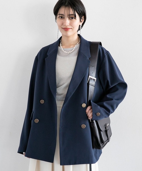 RAGEBLUE（レイジブルー）の「オーバーテーラードジャケット/紺ブレザー（テーラードジャケット・レディース・ベージュ/ネイビー・FREE）」の7枚目の写真