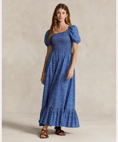 ラルフローレン♡ プリーテッド フローラル コットン ドレス ワンピース LAUREN RALPH LAUREN｜ローレン ラルフ ローレンのワンピース