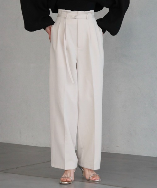 archives(アルシーヴ)の「ハイウエストタックスラックス(スラックス・レディース・グレー/ブラック/アイボリー・MEDIUM)」の2枚目の写真