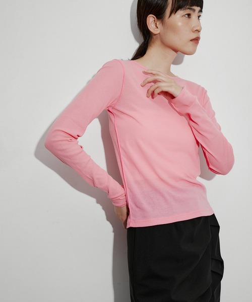 ADAM ET ROPE'(アダムエロペ)の「追撚シアーテレコプルオーバー(Tシャツ/カットソー・レディース・ホワイト/ブラック/ピンク/イエロー・FREE)」の4枚目の写真