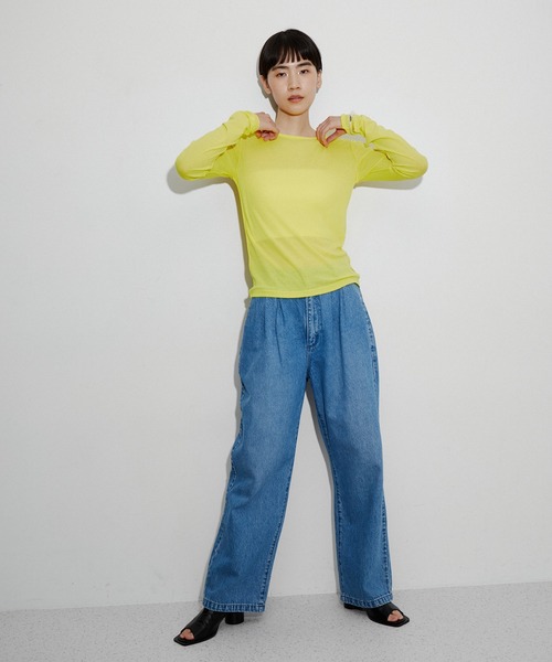 ADAM ET ROPE'(アダムエロペ)の「追撚シアーテレコプルオーバー(Tシャツ/カットソー・レディース・ホワイト/ブラック/ピンク/イエロー・FREE)」の9枚目の写真