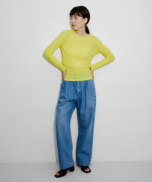 ADAM ET ROPE'(アダムエロペ)の「追撚シアーテレコプルオーバー(Tシャツ/カットソー・レディース・ホワイト/ブラック/ピンク/イエロー・FREE)」の10枚目の写真