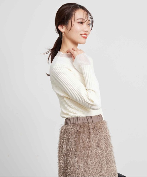 Chez toi(シェトワ)の「シアー切替インナーニットプルオーバー(ニット/セーター・レディース・ブルー/アイボリー/ブラック・FREE)」の16枚目の写真