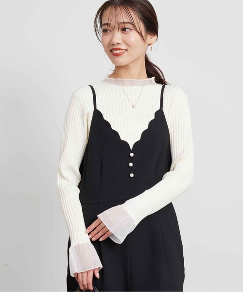 Chez toi(シェトワ)の「シアー切替インナーニットプルオーバー(ニット/セーター・レディース・ブルー/アイボリー/ブラック・FREE)」の8枚目の写真