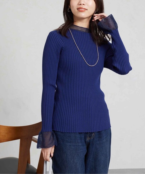 Chez toi(シェトワ)の「シアー切替インナーニットプルオーバー(ニット/セーター・レディース・ブルー/アイボリー/ブラック・FREE)」の22枚目の写真