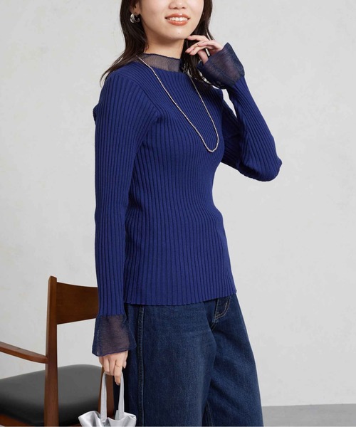 Chez toi(シェトワ)の「シアー切替インナーニットプルオーバー(ニット/セーター・レディース・ブルー/アイボリー/ブラック・FREE)」の19枚目の写真