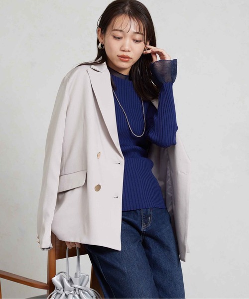 Chez toi(シェトワ)の「シアー切替インナーニットプルオーバー(ニット/セーター・レディース・ブルー/アイボリー/ブラック・FREE)」の11枚目の写真