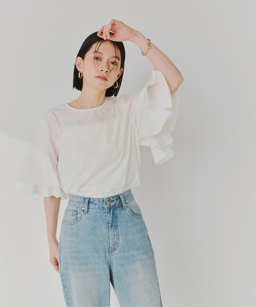 titivate(ティティベイト)の「ランダムフリルデザインスリーブブラウス(シャツ/ブラウス・レディース・オフホワイト/ブラック/ブルー系その他・M/S)」の18枚目の写真