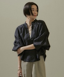 SALON adam et rope' | [24SS]ノルマンディリネンクロップドブラウス【セットアップ対応・洗える】(シャツ/ブラウス)