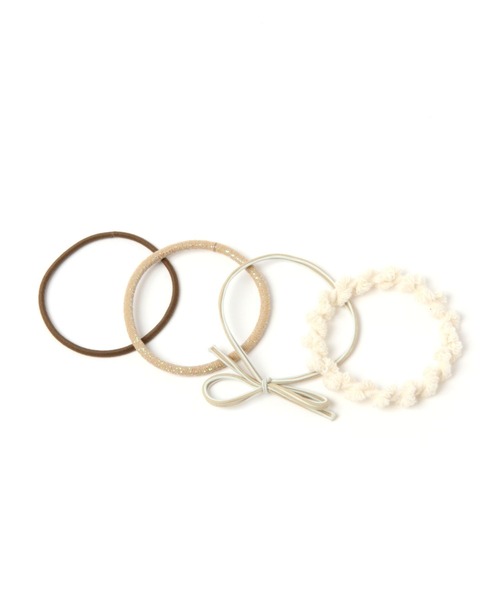 LAKOLE（ラコレ）の「カラーリボンMIXヘアゴム4点セット / 102701（ヘアゴム・レディース・ライトグリーン/ブラック/ブラウン/オフホワイト・FREE）」の2枚目の写真