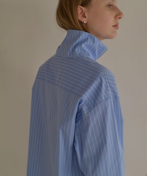 MANOF(マノフ)の「H/N ZIP SHIRT(シャツ/ブラウス・レディース・ホワイト/ストライプ/ブラック・M/S)」の7枚目の写真