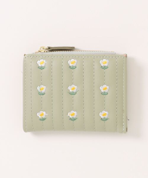 Vera Bradley 花柄 二つ折り財布 ミントグリーン クラフトフラワー ラウンドファスナー折り財布 花柄 牛革 日本製