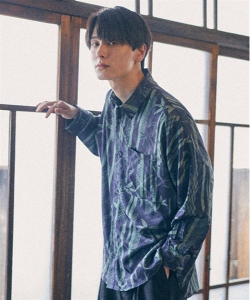 【セール】竹林プリントドルマン長袖シャツ（シャツ/ブラウス）｜AXES-X（アクシーズエックス）