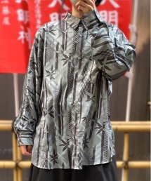 竹林プリントドルマン長袖シャツ