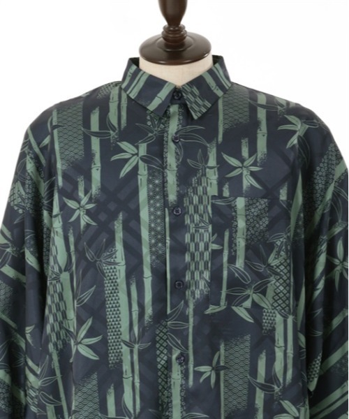 【セール】竹林プリントドルマン長袖シャツ（シャツ/ブラウス）｜AXES-X（アクシーズエックス）
