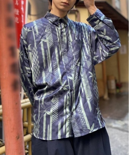 【セール】竹林プリントドルマン長袖シャツ（シャツ/ブラウス）｜AXES-X（アクシーズエックス）