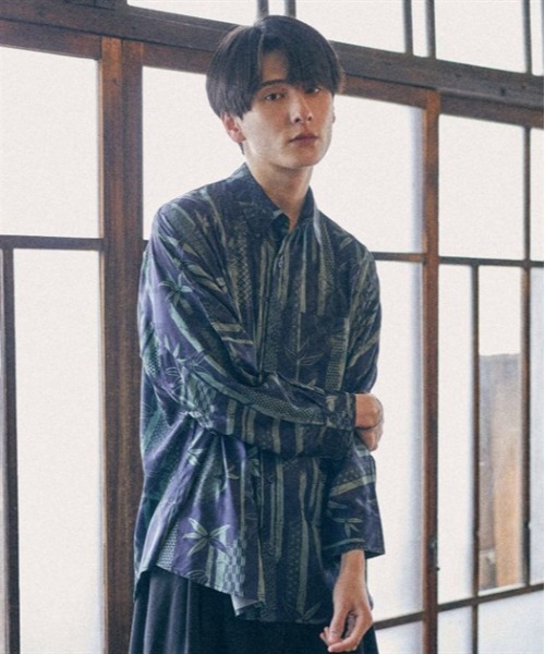 【セール】竹林プリントドルマン長袖シャツ（シャツ/ブラウス）｜AXES-X（アクシーズエックス）