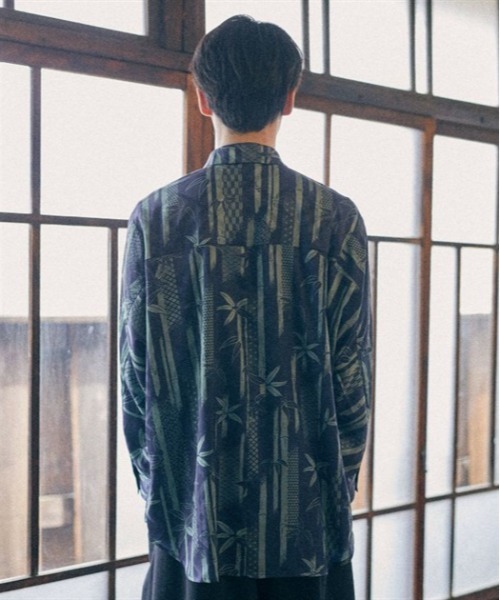 【セール】竹林プリントドルマン長袖シャツ（シャツ/ブラウス）｜AXES-X（アクシーズエックス）