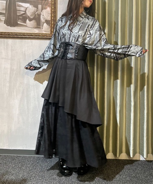 【セール】竹林プリントドルマン長袖シャツ（シャツ/ブラウス）｜AXES-X（アクシーズエックス）