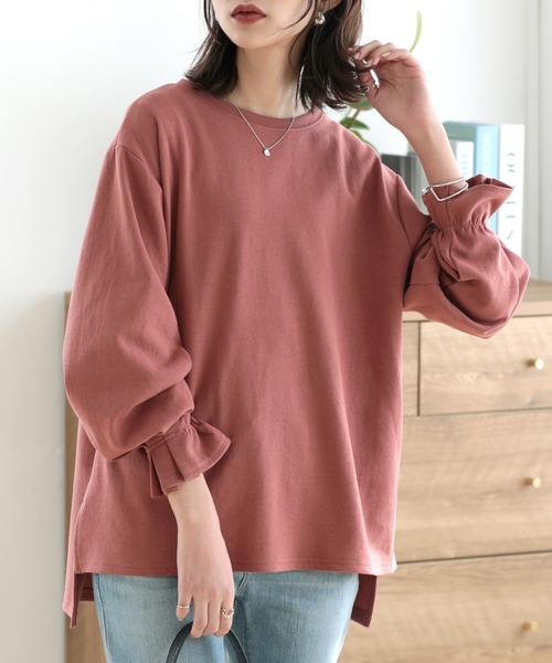SUNFLOWER EIGHT(サンフラワーエイト)の「キャンディースリーブカットソー(Tシャツ/カットソー・レディース・ベージュ/ブラウン/ピンク/ブラック・M/L)」の4枚目の写真