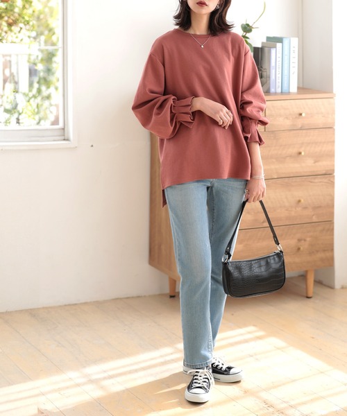 SUNFLOWER EIGHT(サンフラワーエイト)の「キャンディースリーブカットソー(Tシャツ/カットソー・レディース・ベージュ/ブラウン/ピンク/ブラック・M/L)」の13枚目の写真