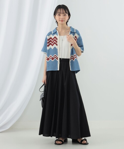 Ray BEAMS（レイビームス）の「Ray BEAMS / ウェーブ ボーダー ニット シャツ（ニット/セーター・レディース・オフホワイト/ブルー系その他2・ONE SIZE）」の8枚目の写真