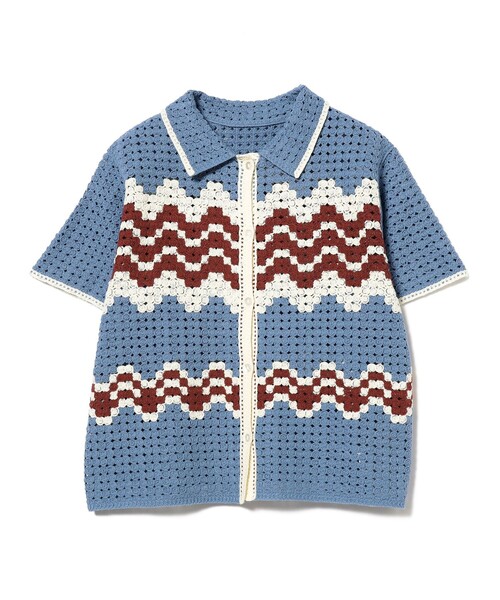 Ray BEAMS（レイビームス）の「Ray BEAMS / ウェーブ ボーダー ニット シャツ（ニット/セーター・レディース・オフホワイト/ブルー系その他2・ONE SIZE）」の17枚目の写真