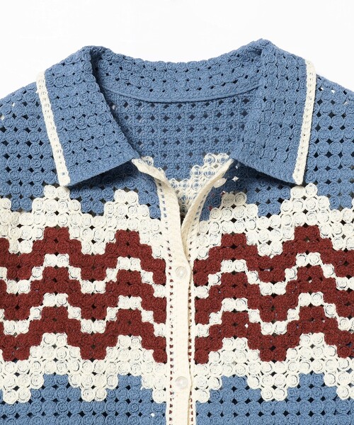 Ray BEAMS（レイビームス）の「Ray BEAMS / ウェーブ ボーダー ニット シャツ（ニット/セーター・レディース・オフホワイト/ブルー系その他2・ONE SIZE）」の18枚目の写真