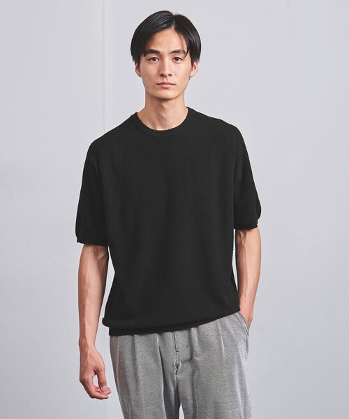 UNITED ARROWS（ユナイテッドアローズ）の「ブークレ ニット Tシャツ（ニット/セーター・メンズ・オフホワイト/ライラック/ブラック/ライム/ホワイト/ネイビー・S/L/XL/M）」の4枚目の写真