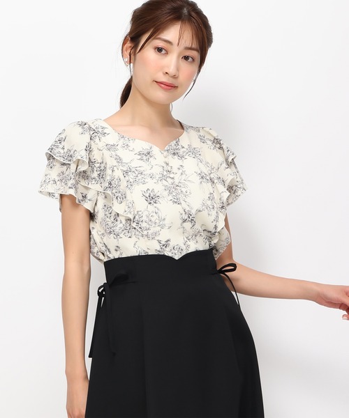 MISCH MASCH（ミッシュマッシュ）の「■2024春夏新作■ハートネックフレア袖ブラウス/MM418103（シャツ/ブラウス・レディース・ホワイト/ピンク系/ラベンダー/ブラック/ホワイト×ブラック・ﾌﾘ-）」の10枚目の写真