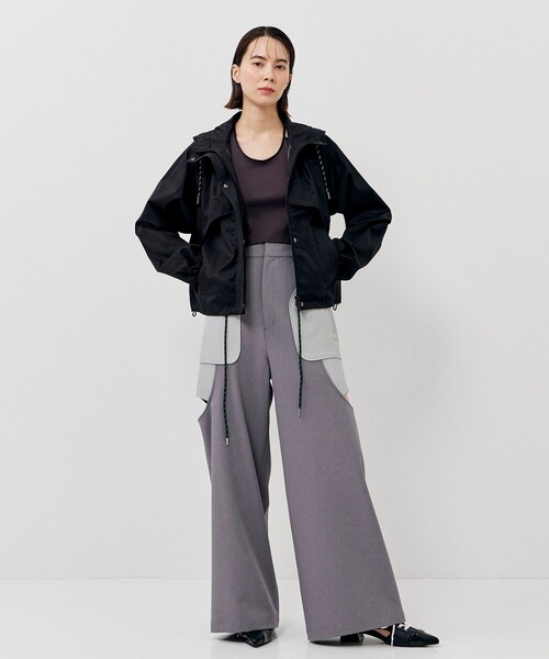 CITY TOKYO（シティトウキョウ）の「＜手洗い可能＞＜防シワ＞レイヤードライクカットアウトストレートパンツ（その他パンツ・レディース・ライトグレー/ネイビー・1/2）」の6枚目の写真