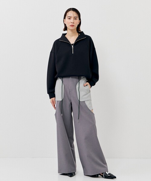 CITY TOKYO（シティトウキョウ）の「＜手洗い可能＞＜防シワ＞レイヤードライクカットアウトストレートパンツ（その他パンツ・レディース・ライトグレー/ネイビー・1/2）」の7枚目の写真