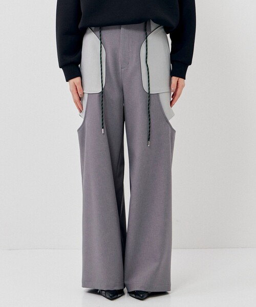 CITY TOKYO（シティトウキョウ）の「＜手洗い可能＞＜防シワ＞レイヤードライクカットアウトストレートパンツ（その他パンツ・レディース・ライトグレー/ネイビー・1/2）」の8枚目の写真