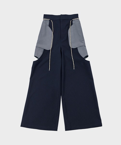 CITY TOKYO（シティトウキョウ）の「＜手洗い可能＞＜防シワ＞レイヤードライクカットアウトストレートパンツ（その他パンツ・レディース・ライトグレー/ネイビー・1/2）」の2枚目の写真