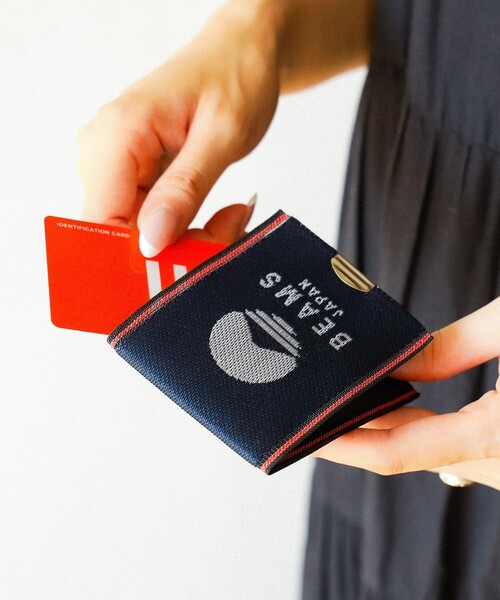 BEAMS JAPAN(ビームス ジャパン)の「高田織物 / 別注 畳べり ロゴ カード & コイン ウォレット(コインケース・メンズ・ネイビー/インディゴブルー/オレンジ・ONE SIZE)」の1枚目の写真