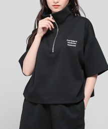 ハーフジップゆるトップス